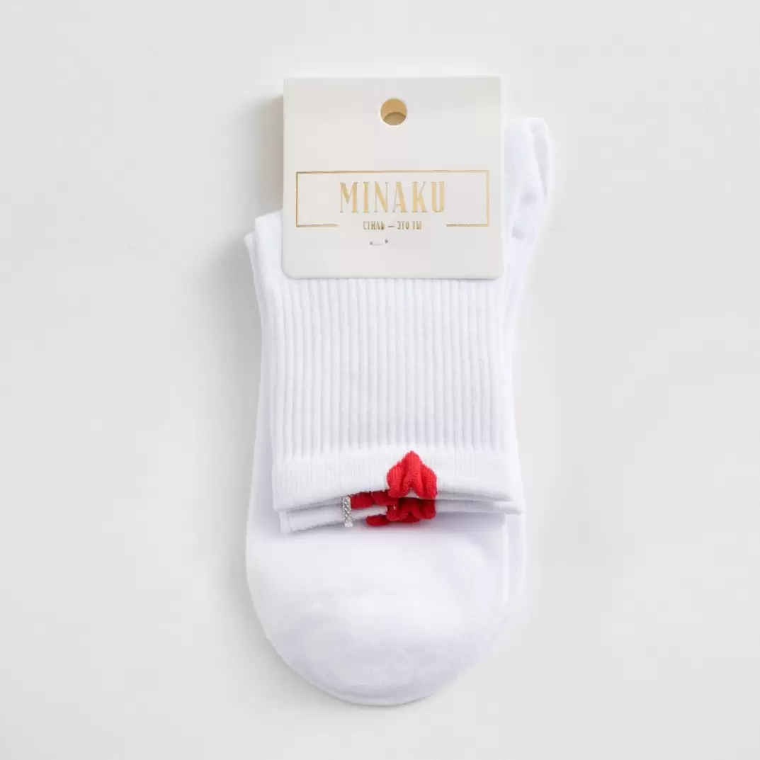 MINAKU Сердечки белый, женские носки (изображение 3)