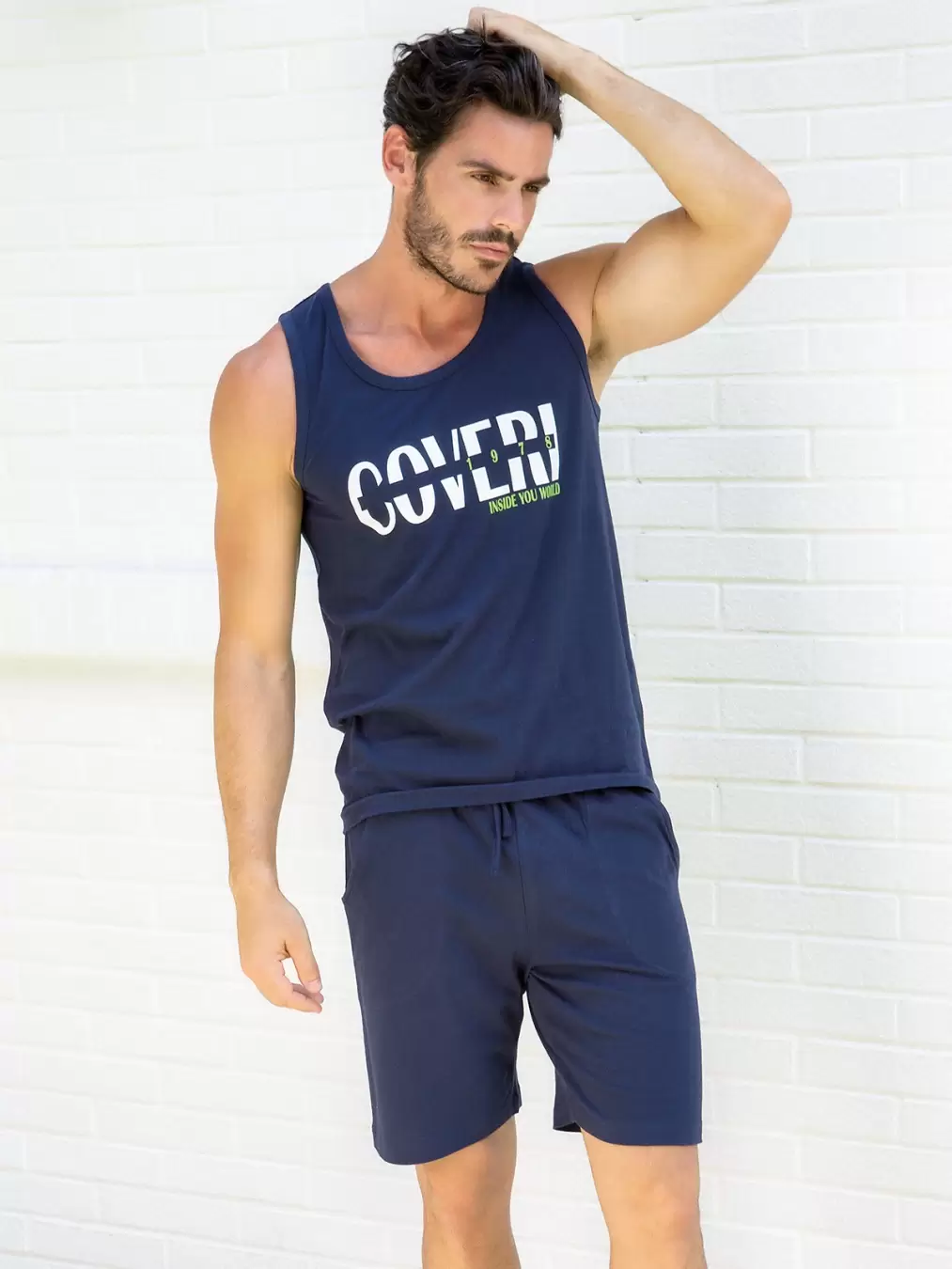 Enrico Coveri EA 2024 PIGIAMA CORTOO, мужская пижама с шортами (изображение 1)