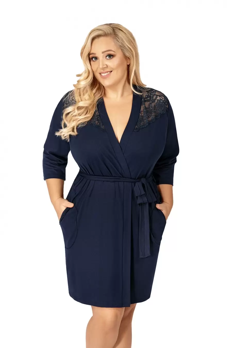 Donna Tess plus dressing gown Dark Blue, халат (темно-синий=4XL) (изображение 1)