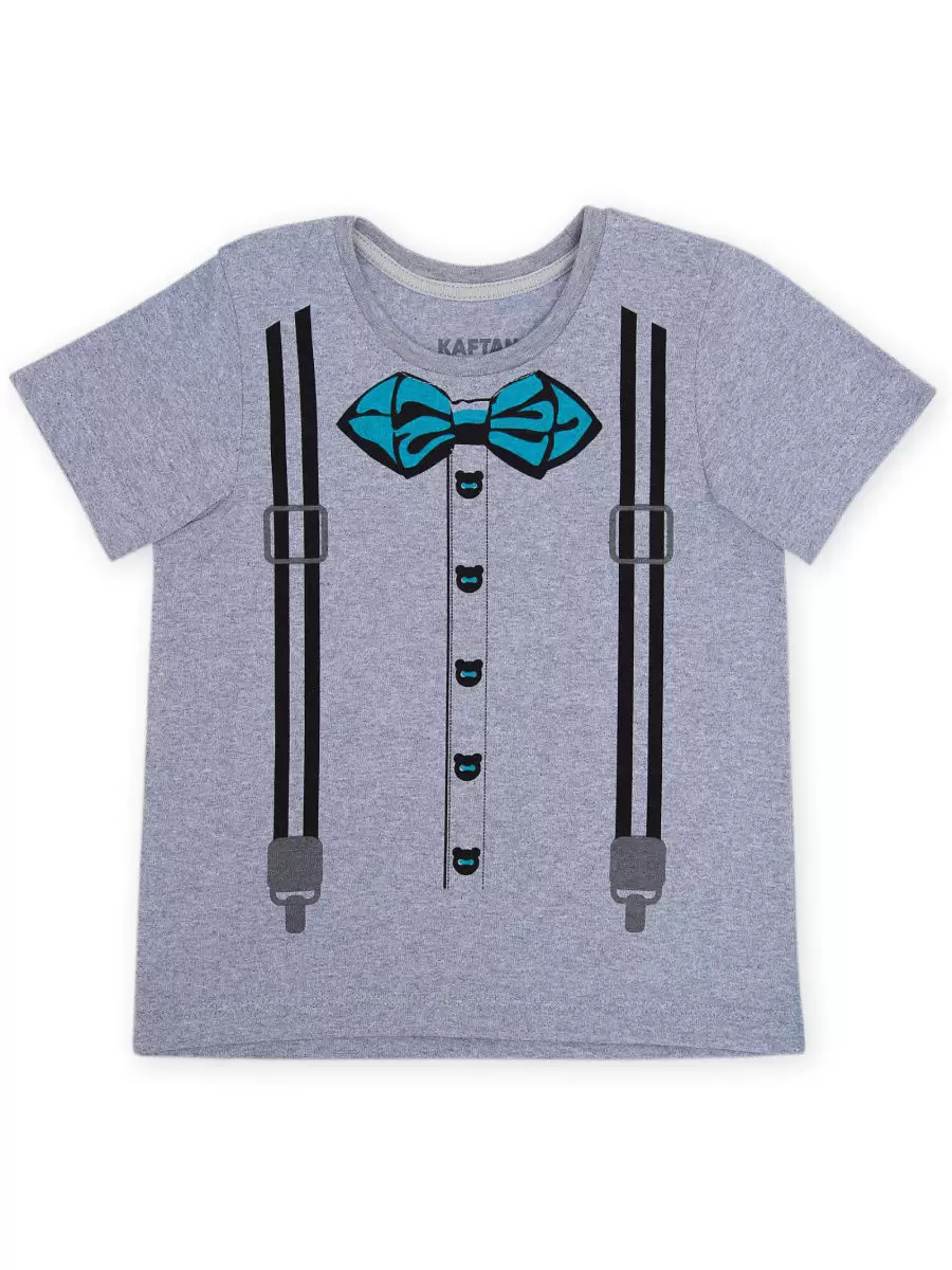 KAFTAN Подтяжки с синей бабочкой, футболка для мальчика (изображение 1)
