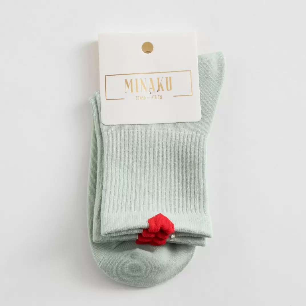 MINAKU Сердечки мятный, женские носки (изображение 3)